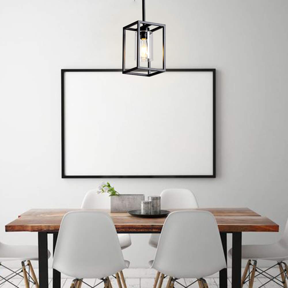 1Light Foyer Chandelier Black Farmhouse Light Fixture Dining Room Lighting Fixtures Hanging Ceiling Lighting for