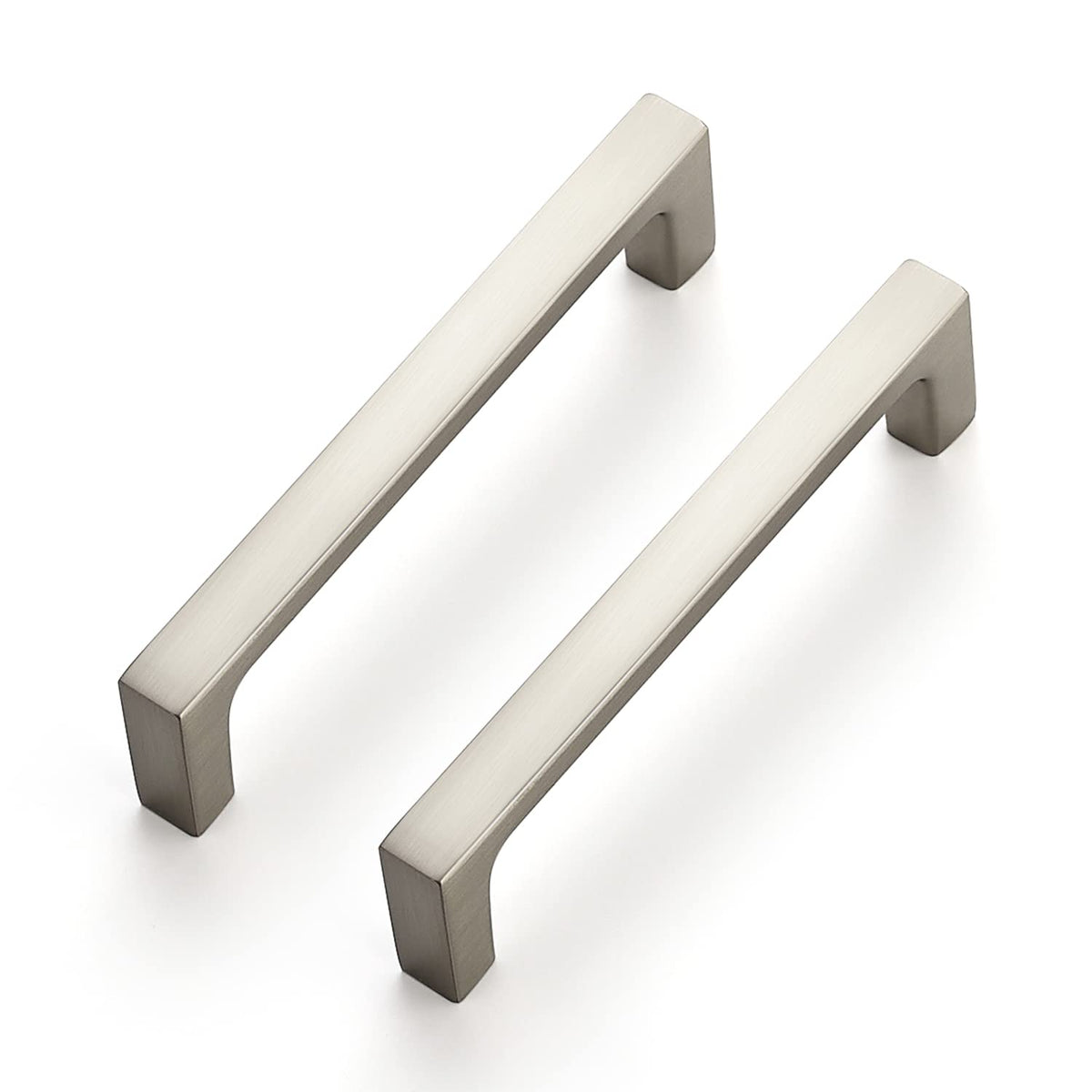 Brushed Nickel Cabinet Handles Square Pulls, 3-3/4 Inch, 10 Pack