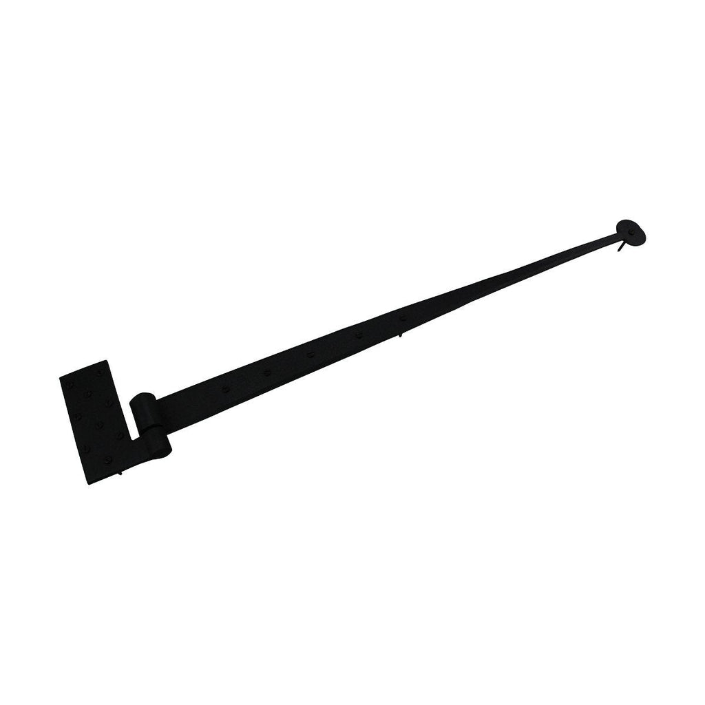 Lift Off Pintle Strap Hinge 24 in. Black Wrought Iron Rustic Reversible Pintle Bean Strap Gate and Door Hinges with