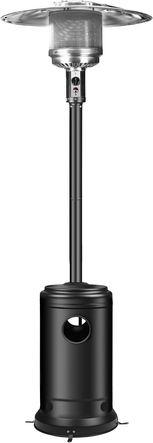 50,000 BTU Propane Patio Heater with Wheels - Outdoor Gas Heater & Restaurant, Powder-Coated Steel Body with Easy