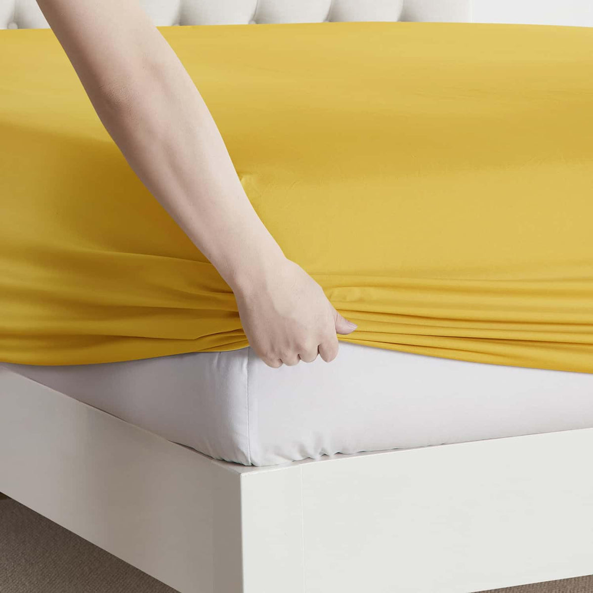 Queen Sheets, 6 Piece Set - Hotel Luxury Sheets for Queen Size Bed, Super Soft Bedding Set, Yellow