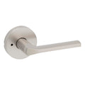 Lisbon Interior Privacy Door Handle with Lock, Round Lever , Satin Nickel Reversible Keyless Push Button Lock Door
