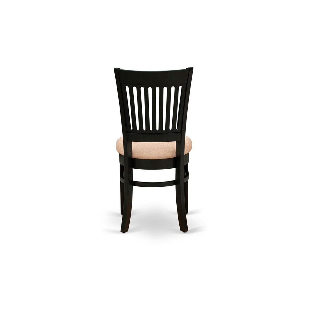 West Furniture VAC-BLK-C Vancouver Dining Chairs - Linen Fabric Upholstered Wood Chairs, Set of 2, Black