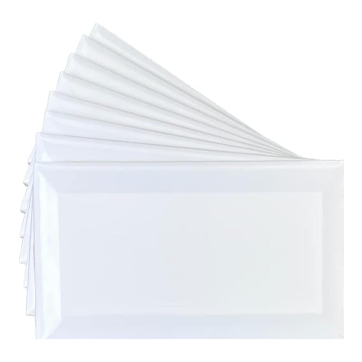 RC 3x6 Bright White Beveled Glossy Ceramic Subway Tile - Premium Wall Tile Backsplash, Bathroom Shower, Laundry Room
