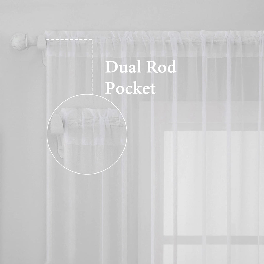 2 Panels White Sheer Curtains 54 X 108 Inches