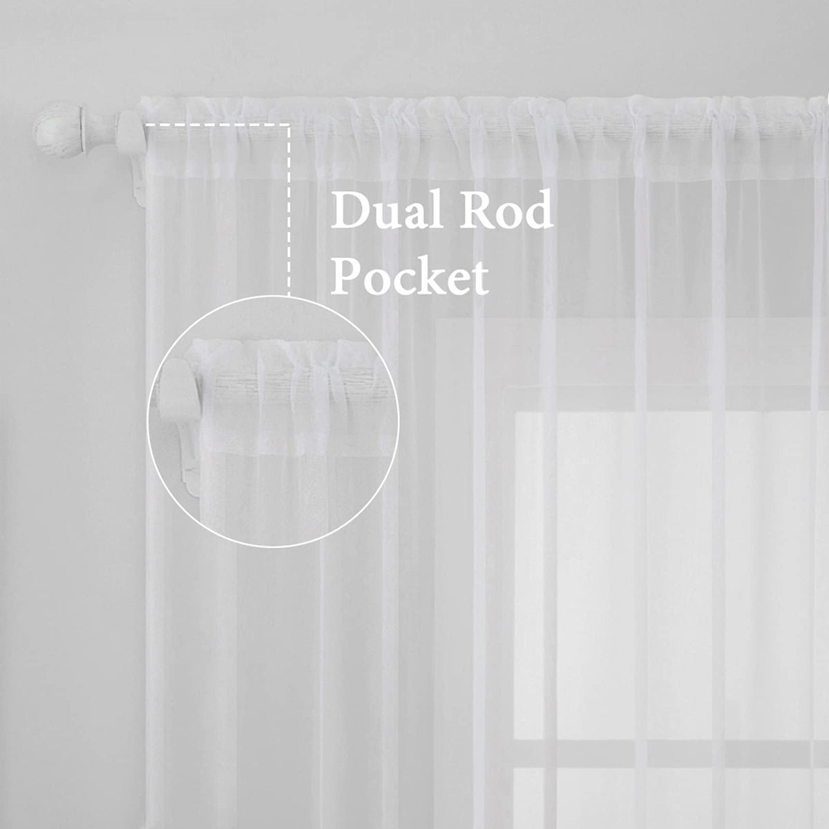 2 Panels White Sheer Curtains 54 X 108 Inches
