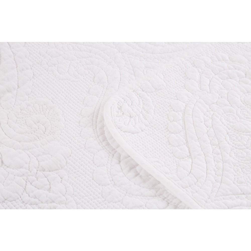 3 Piece Faux Matelasse Style Medallion Cotton Quilt Queen Size Set, Victorian Reversible Extreme Soft Comfort Durable
