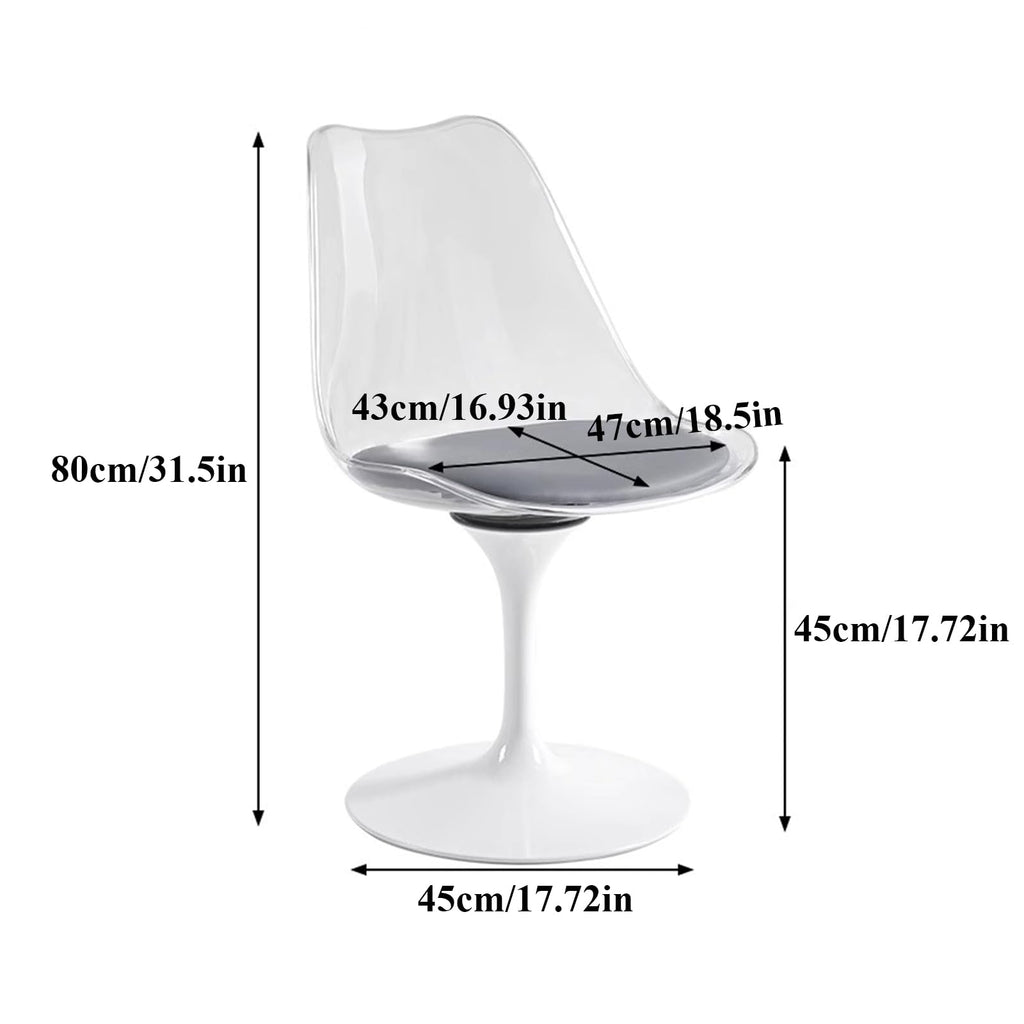 Inspired Saarinen Style Swivel Tulip Side Chair with Backrest, Multi-Colour Leather Soft Cushion Armless Dining Chairs Office Living Room