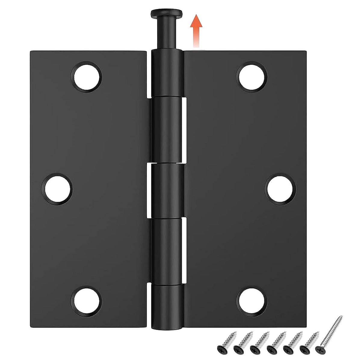 12 Pack 3.5" x 3.5" Black Square Door Hinges, Matte Black Interior Door Hinge Bathroom Door, 3 1/2 Inch Door Hinges