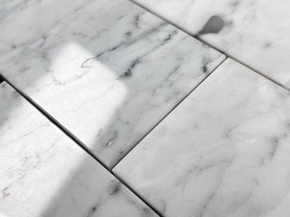 Classic Carrara Glossy 3x6 Marble Subway Wall Tile Shower Walls Kitchen Backsplash Durable Case Coverage 9.68 Sq Ft
