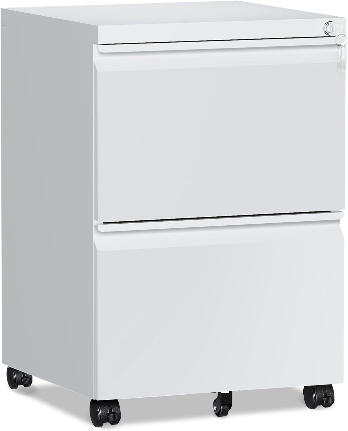 2 Drawer File Cabinet,Mobile Filing Cabinet with Lock and Wheels,Fully Assembled Metal Under Desk File Cabinets for