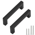 10 Pack 3-3/4 Inch Black Cabinet Pulls, Square Drawer Handles