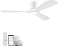 52-Inch Smart Flush Mount Wood Ceiling Fan with Lights and Quiet DC Motor