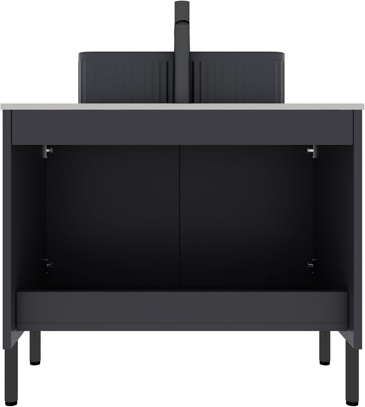 30" Freestanding Bathroom Vanity with Stone Pattern Basin - Cabinet with 2 Doors & Countertop
