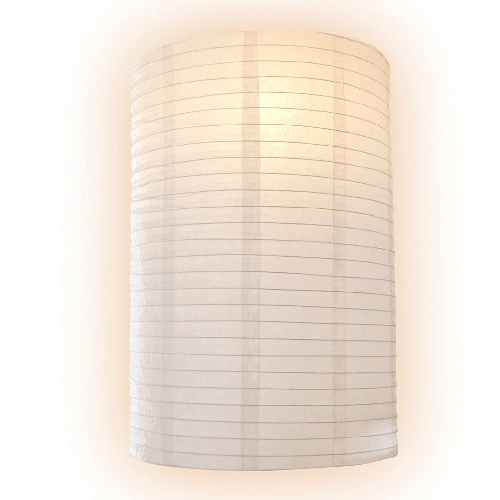 Inspired Noguchi Style PaperLanternStore.com Jumbo White Cylinder Unique Shaped Paper Lantern, 20-inch x 30-inch