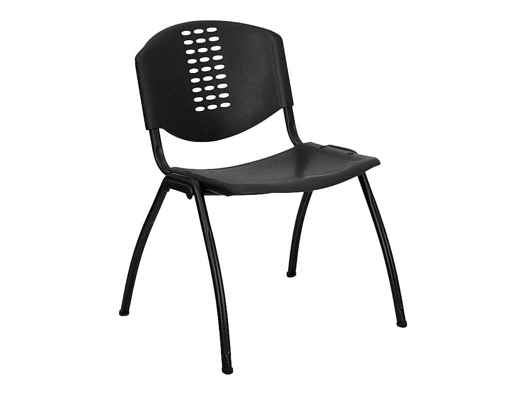 Hercules Plastic Stack Chair with Oval Cutout Back, Black
