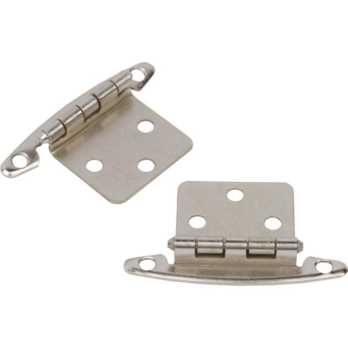 (25 Pairs Pack/50 Pcs) Satin Nickel, Non Self Closing/Free Swinging Variable Overlay Flush Cabinet Hinge