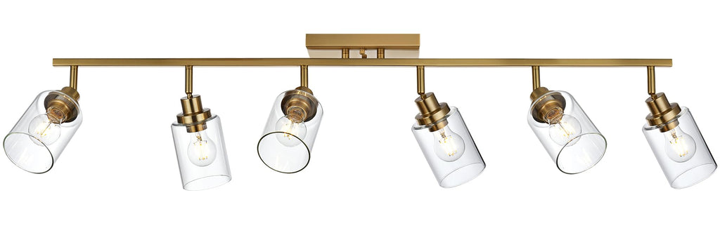 6 Light Multi-Directional Rotating Track Lighting Kit Brass