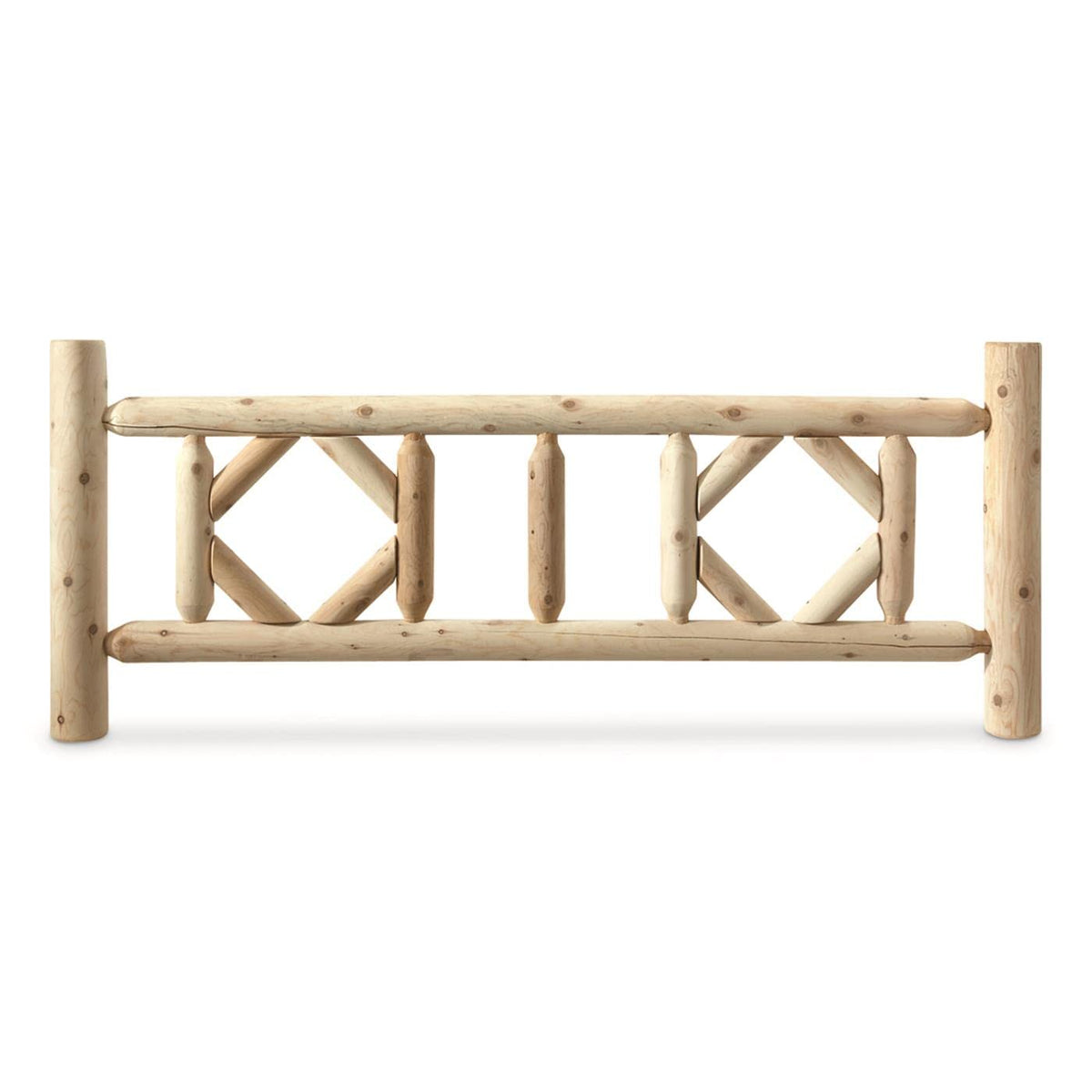 Diamond Cedar Log Bed Frame, Rustic Natural Wood King Bed Frame with Headboard