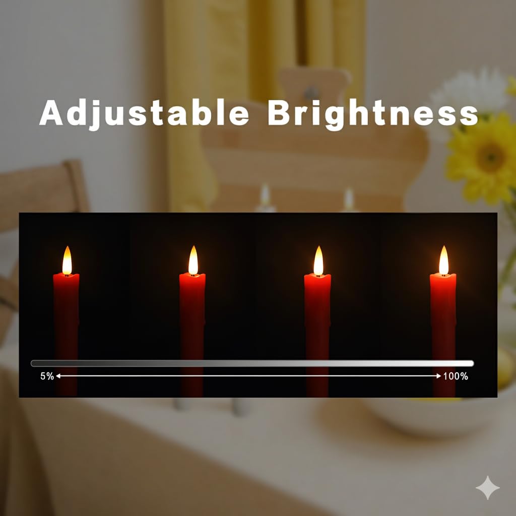 6.7 Inch LED Candles Battery Operated, Red, Set of 6