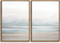 Framed Coastal Beach Canvas Wall Art Decor Abstract Ocean Landscape Painting Prints Modern Artwork Bathroom Bedroom