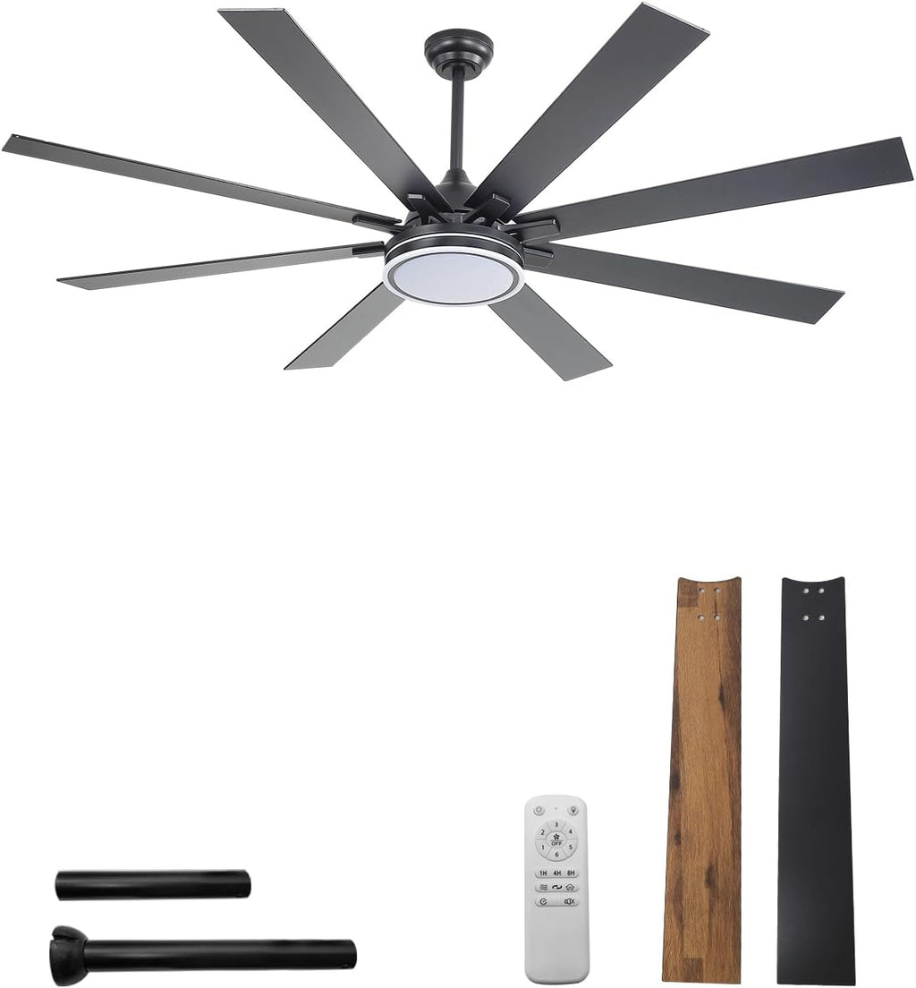 72" Indoor/Outdoor Ceiling Fan with Light & Remote