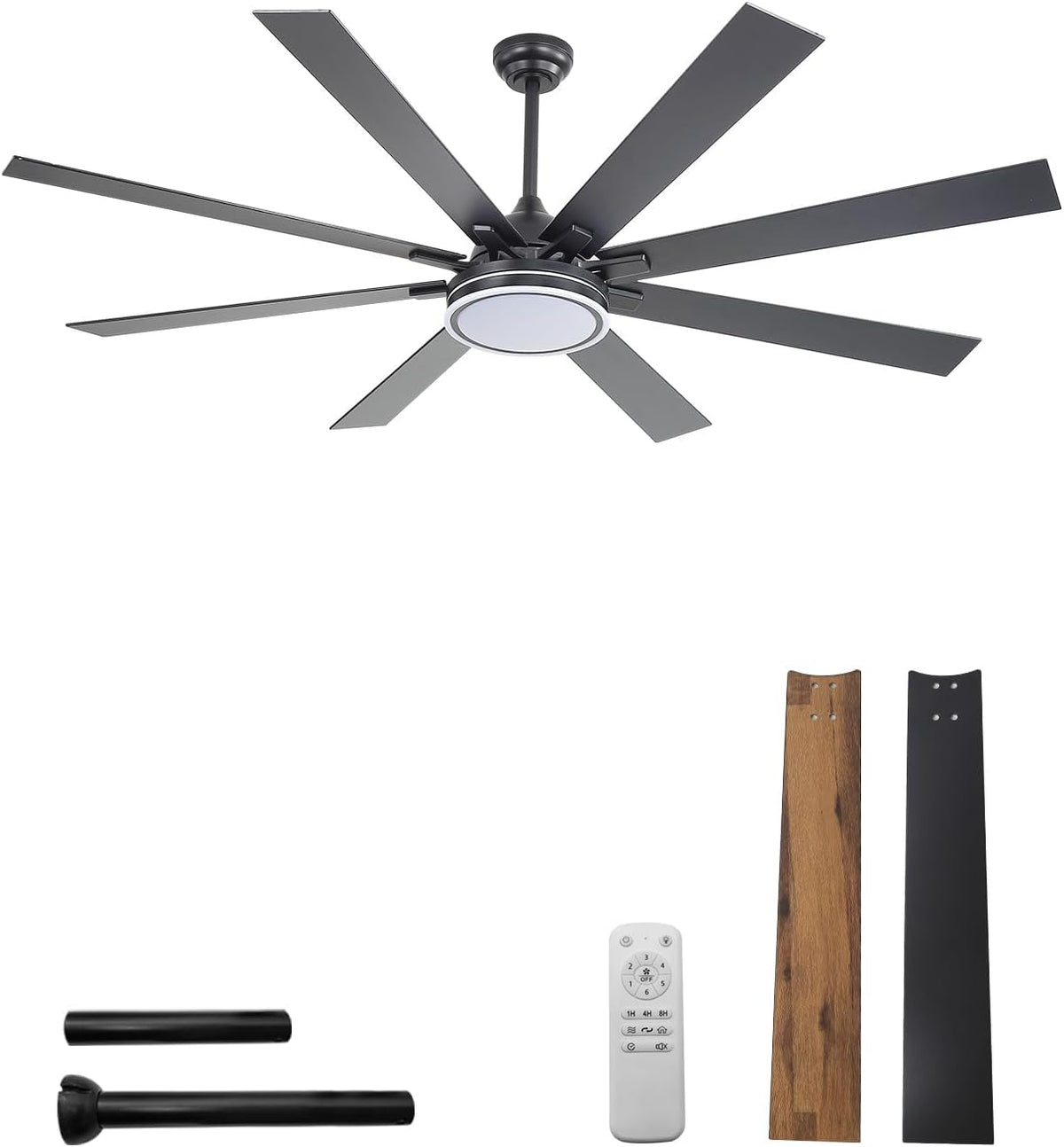 72" Indoor/Outdoor Ceiling Fan with Light & Remote