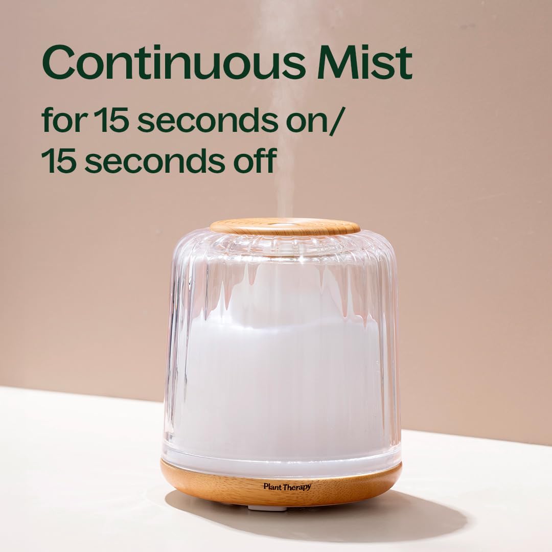 Therapy Serenity Glass Diffuser, Elegant Glass Cover, Intermittent & Continuous Mist, Multiple Light Settings