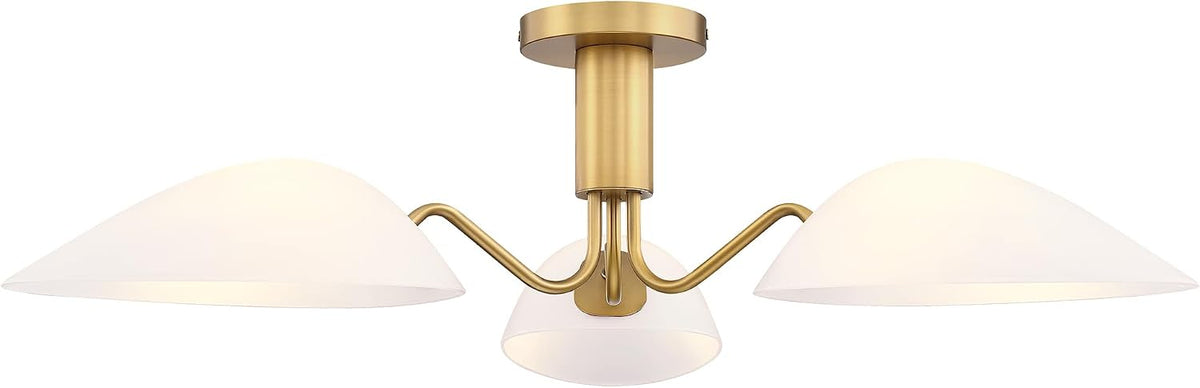 Modern Gold 3-Light Ceiling Light with Opal White Glass Globes for Bedrooms