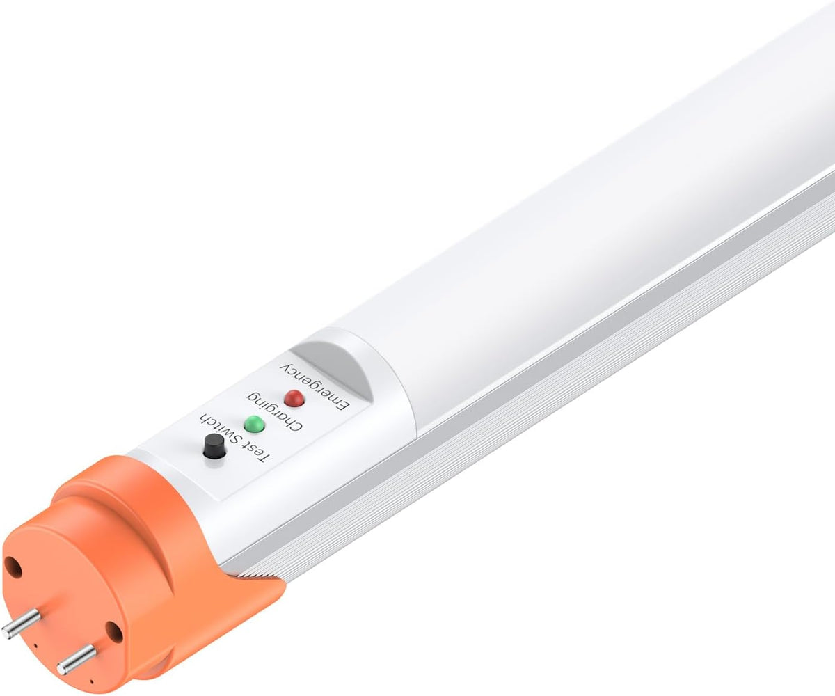 Emergency T8 LED Tube 4ft with Battery Backup, Hardwired G13 Light Bulbs