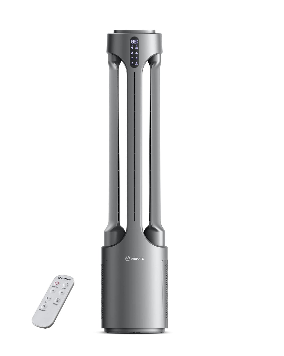Air Purifier Bladeless Tower Fans, 1500CFM Large Air Volume, 45" 2-in-1 Standing Fan , 28ft/s Velocity, 90°