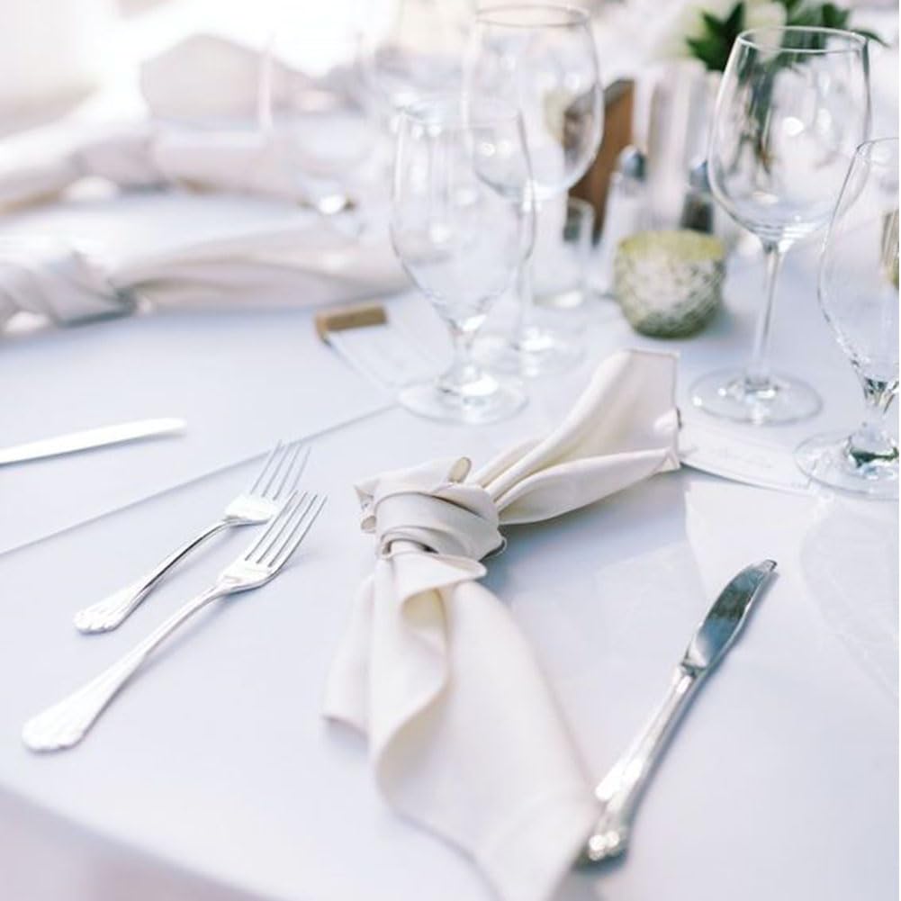 6 Pack White Table Cloth Rectangle Table 60 x 102 Inch Tablecloths for 6 Foot Rectangle Tables. Stain and Winkle