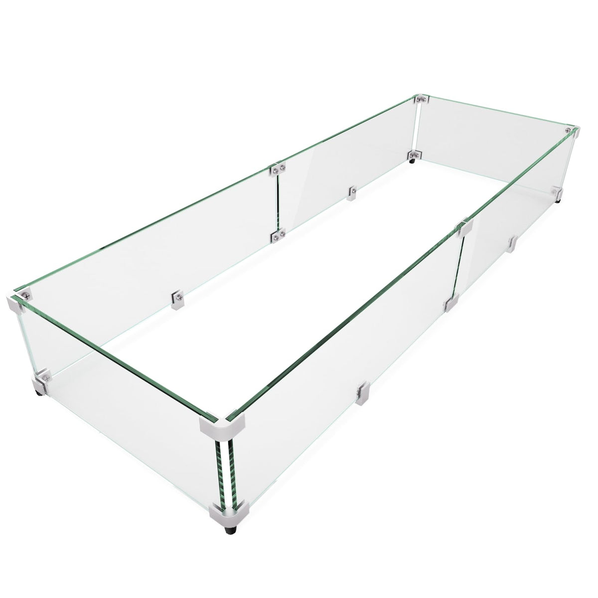 45 x 15.5 Inch Glass Wind Guard for Rectangular Fire Pit Table, Thick and Sturdy Tempered Glass Panel with Hard