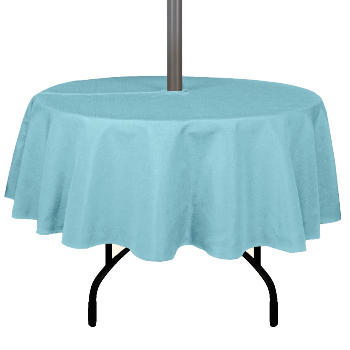 Outdoor Tablecloth Wrinkle-Free Stain Resistant Waterproof Polyester Fabric Table Cover with Zipper Umbrella Hole for