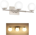 Bathroom Vanity Light Brushed Nickel 3T Wall Sconce for Mirror | Modern fixture Glass Shade brightness, Elivers even
