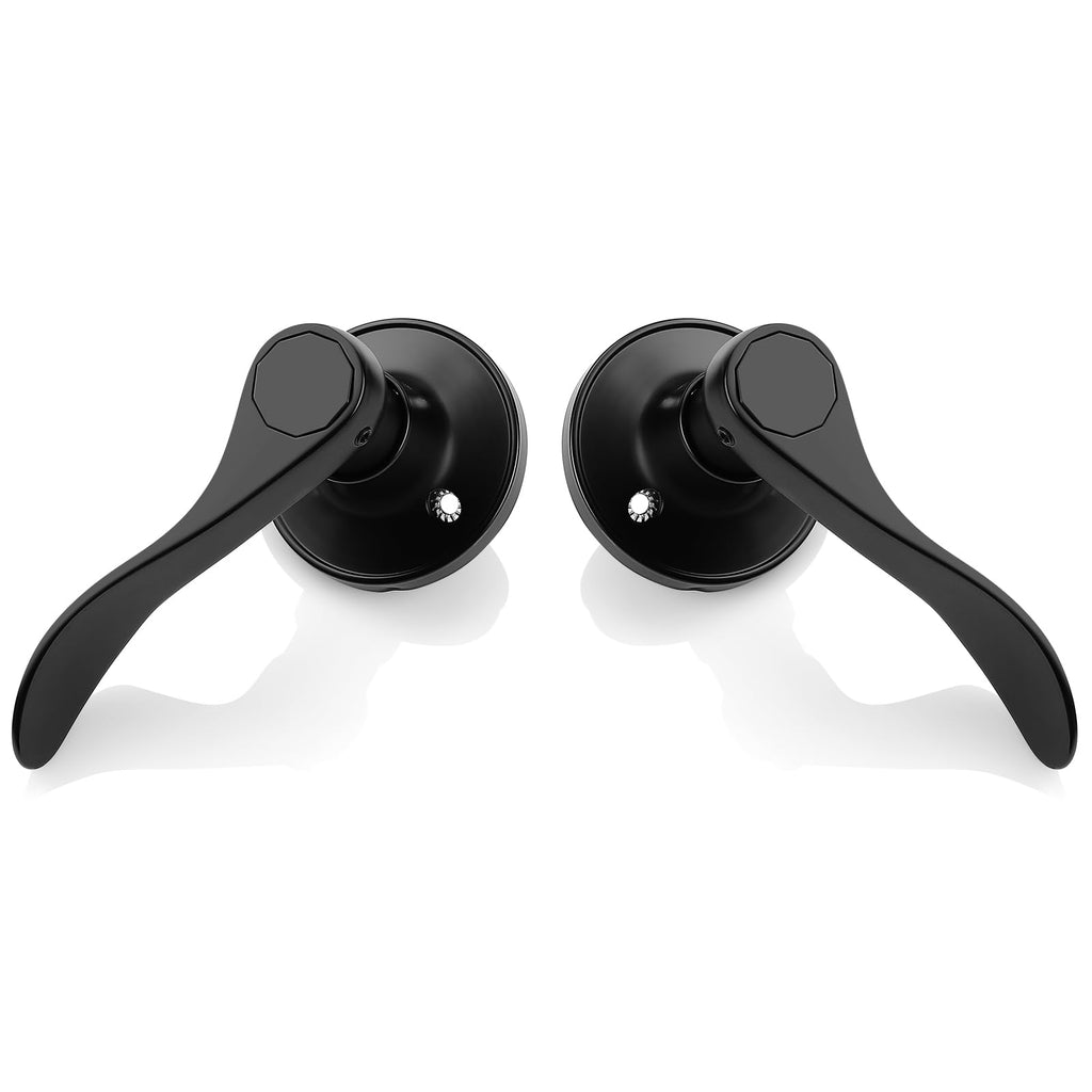 6 Pack Dummy Door Lever Door Handle for Left Hand and Right Hand, Wave Style French Door Handle with Black Finish