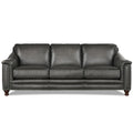 Belfast Top Grain Leather Sofa Couch, 91.5", Ash Gray, Feather Down, Memory Foam and Springs Seating