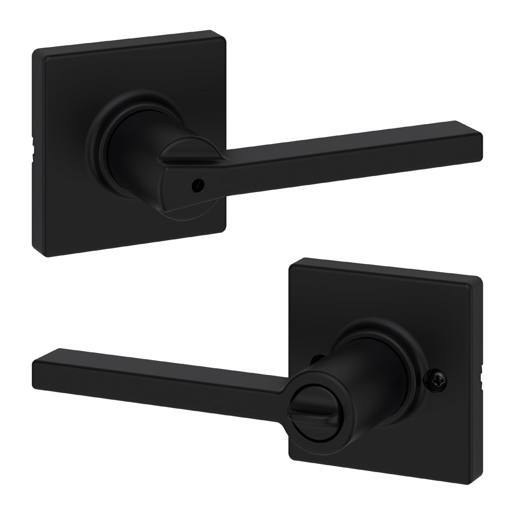 Casey Privacy Door Lever with Lock, Matte Black