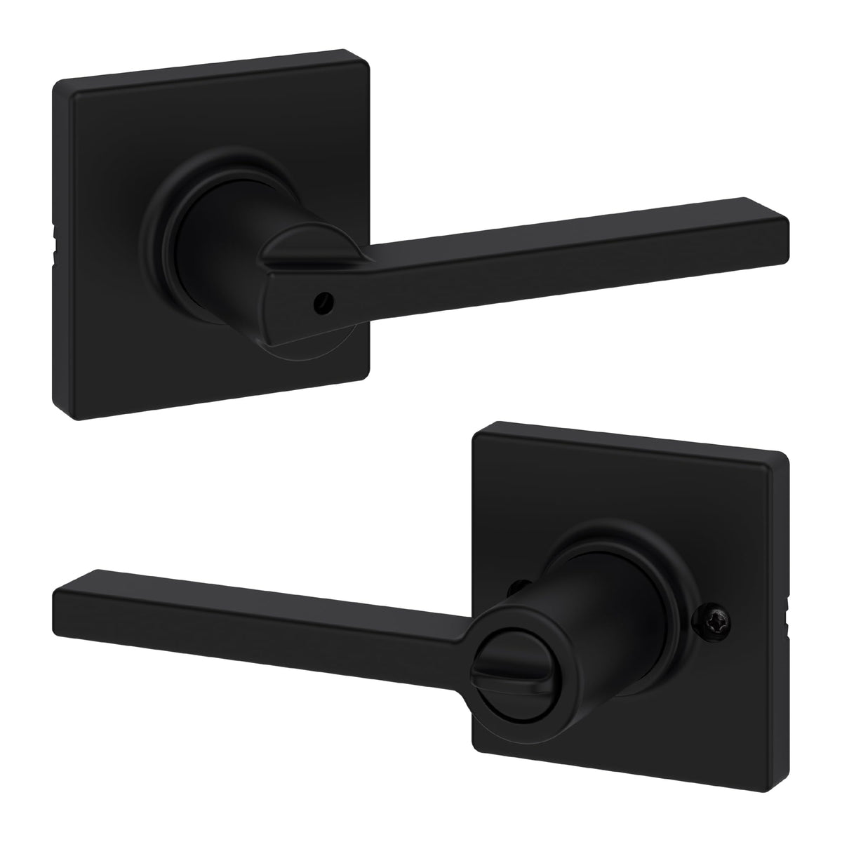 Casey Privacy Door Lever with Lock, Matte Black