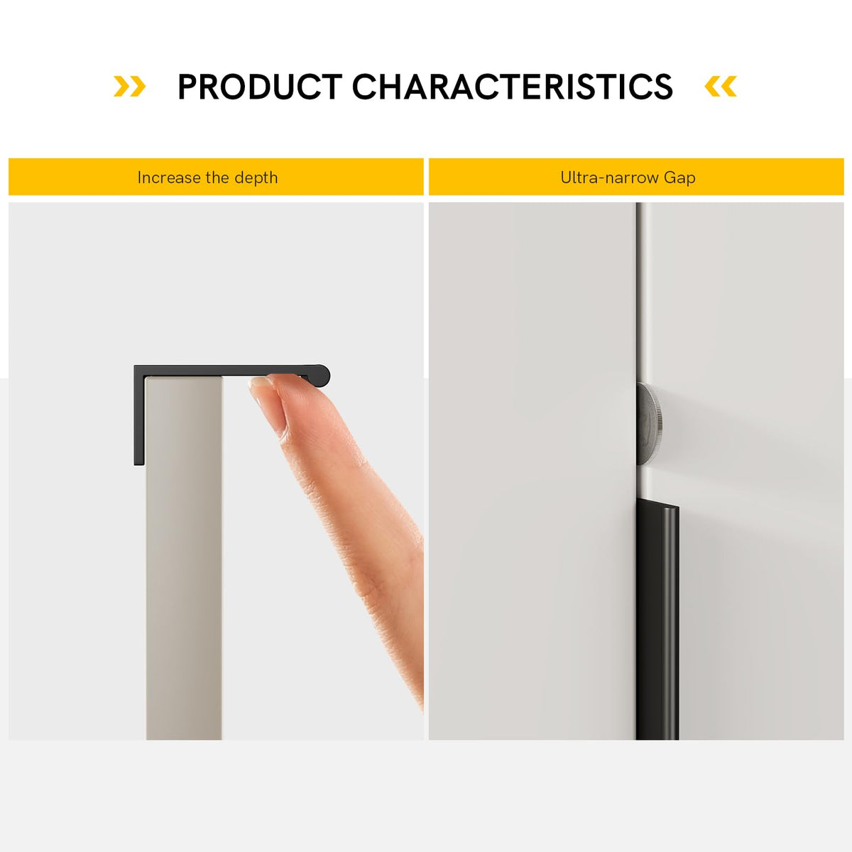 Drawer Handles Black Cabinet Pulls 3-3/4 inch 10 Pack, Finger Pulls for Cabinet Edge Pulls, Aluminum Alloy Hardware