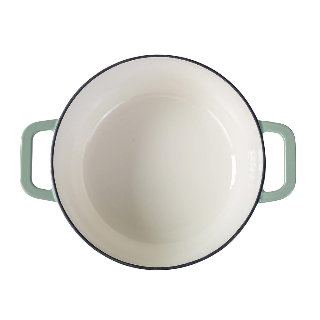 7QT Enameled Cast Iron Dutch Oven,Concave Self-Basting Lid,Green