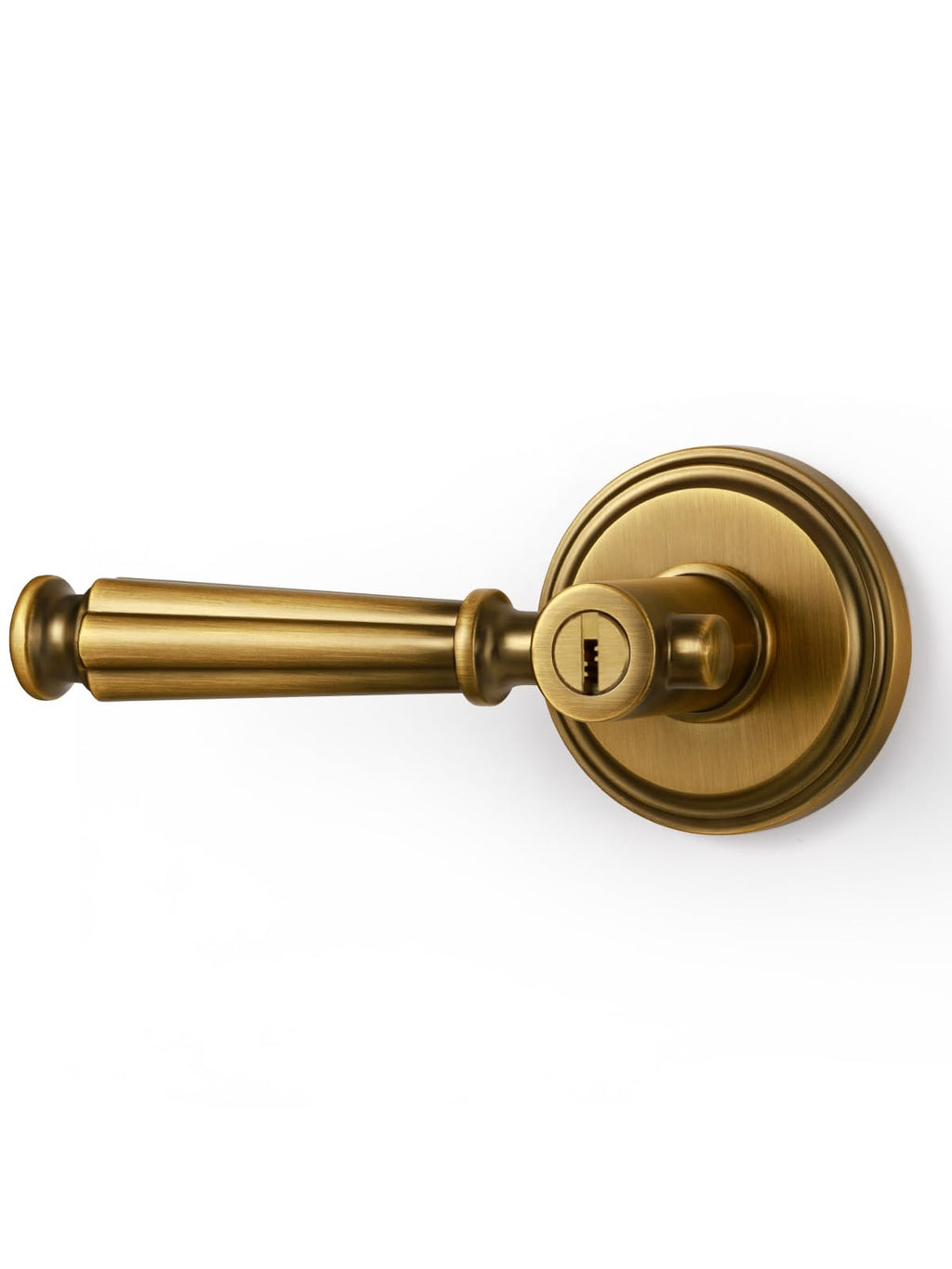 Door Handle Antique Brass Keyed Entry Door Lever, 1 Pack