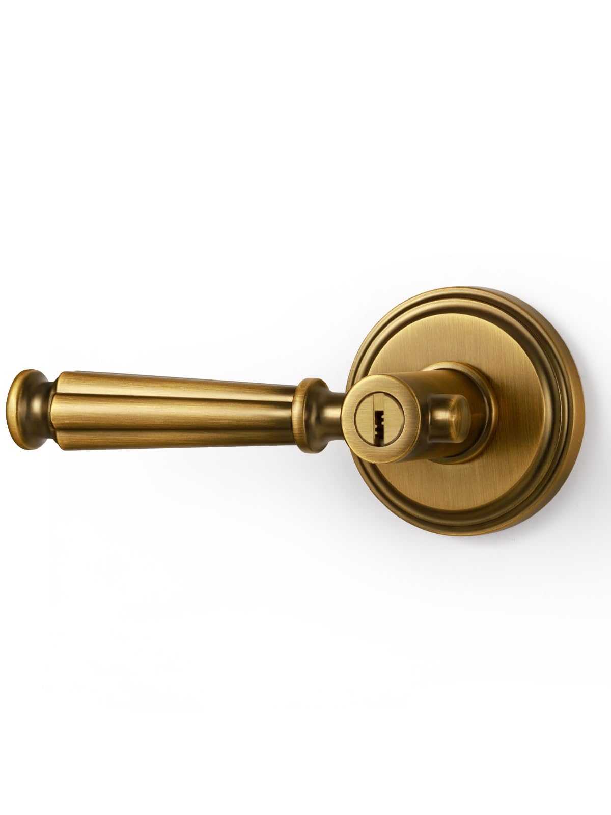 Door Handle Antique Brass Keyed Entry Door Lever, 1 Pack