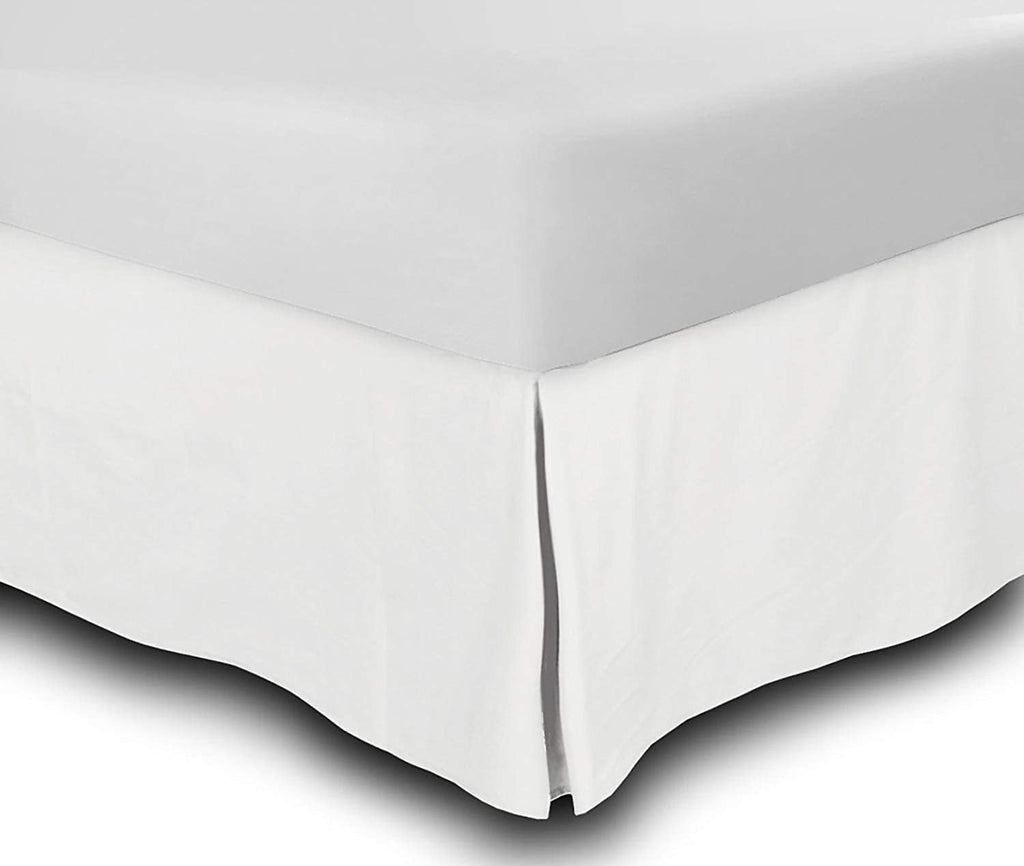 Premium 1500 TC 1-PC Split Corner Bed Skirt/Dust Ruffle - Solid 100% Pima Cotton (Color: White) Fits Up to