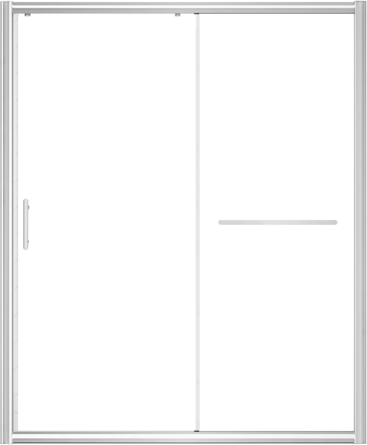 Black Grid Sliding Shower Door 55-60" W x 72" H, Matte Black, Single Sliding Door, Framed