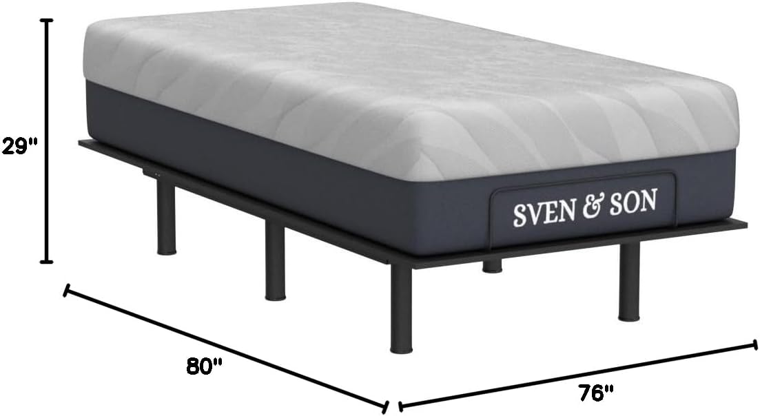 Essential Adjustable Bed Base (Frame) + 14 inch Hybrid Spring Matt (Medium Soft), Easy Assembly, Head and Foot Lift