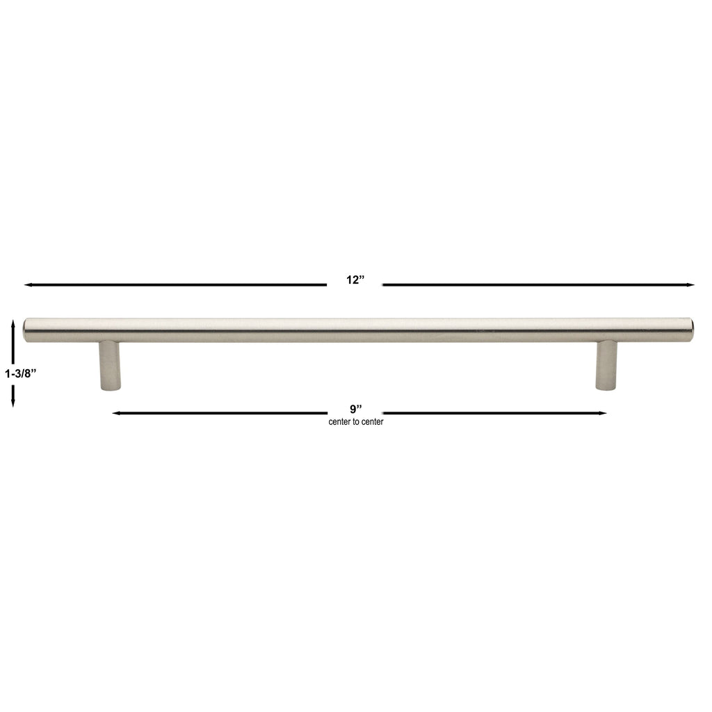# - Polished Chrome Solid Handle Bar Pulls - 9" Center - 12" Long - Pack of # (10)