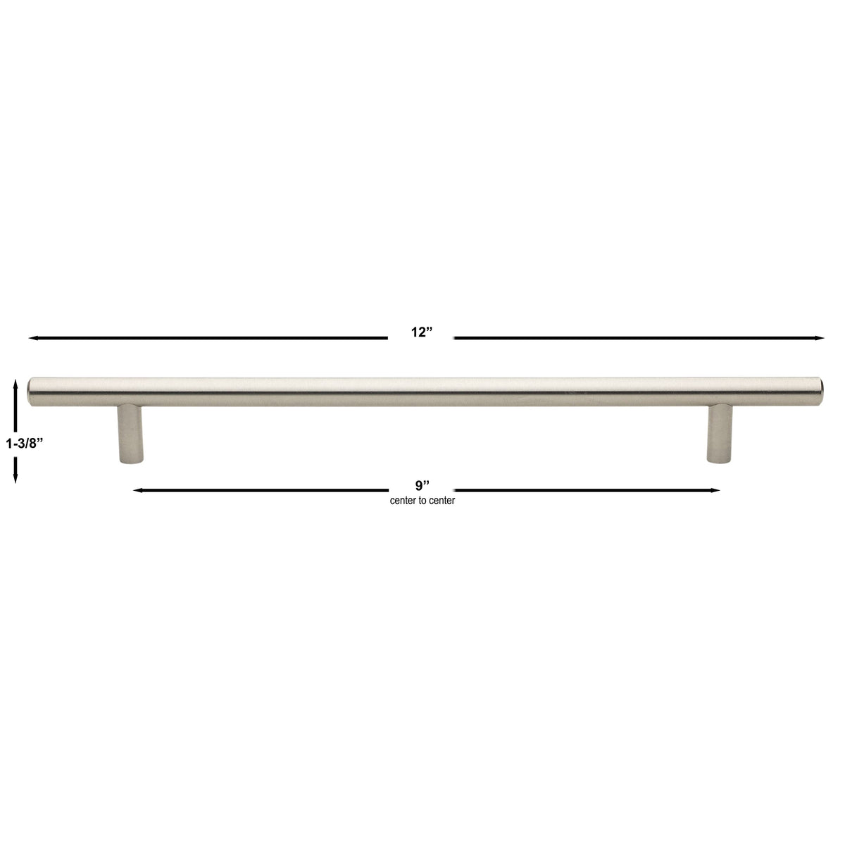 # - Polished Chrome Solid Handle Bar Pulls - 9" Center - 12" Long - Pack of # (10)