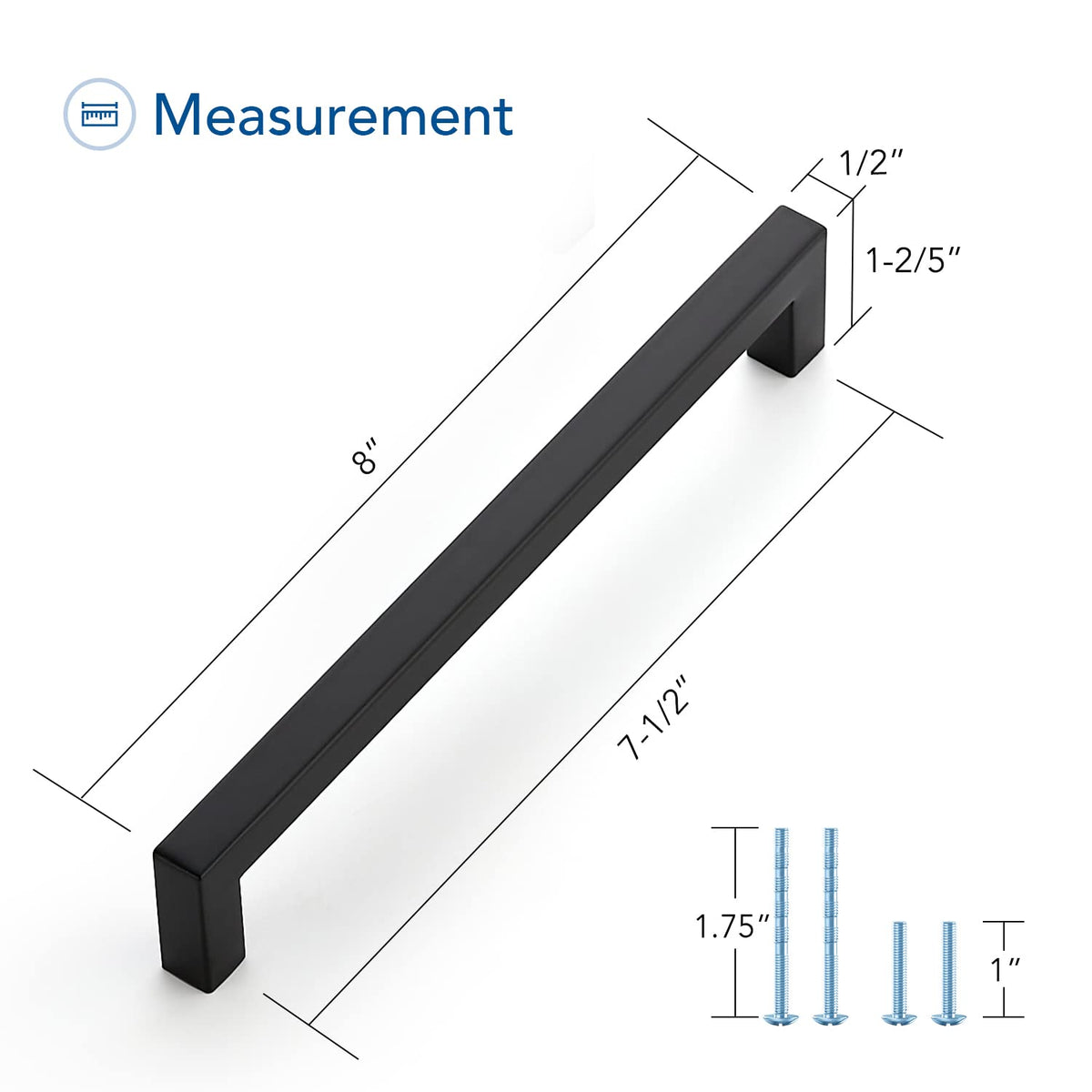 Black Cabinet Pulls, 5 Pack 7-1/2 Cabinet Handles
