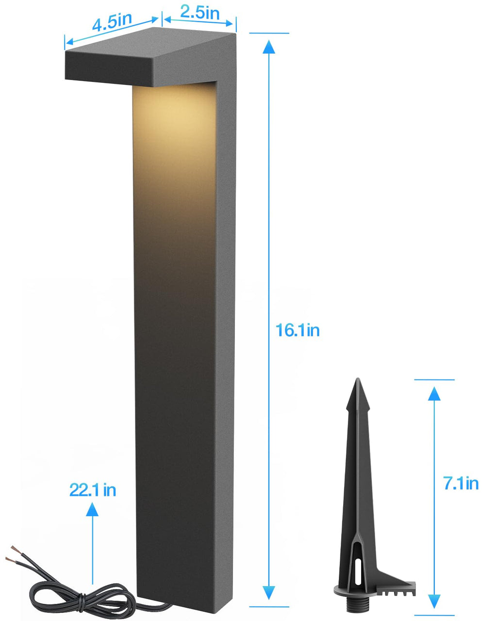 5W 3000K LED Low Voltage Landscape Pathway Lights Black, 4 Pack